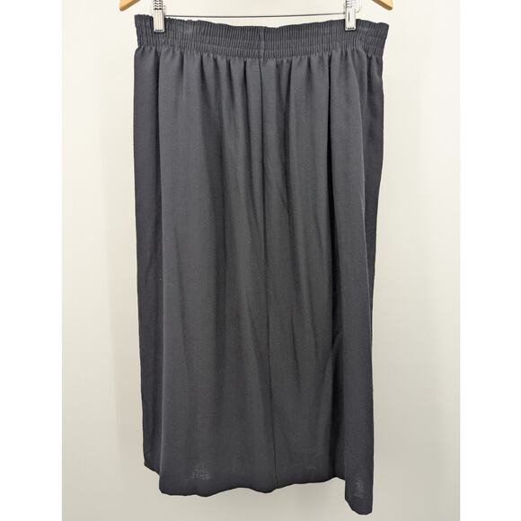 Vintage Jara Black Front Button Elastic Waist Skirt Size 16 Made in USA - Picture 2 of 4